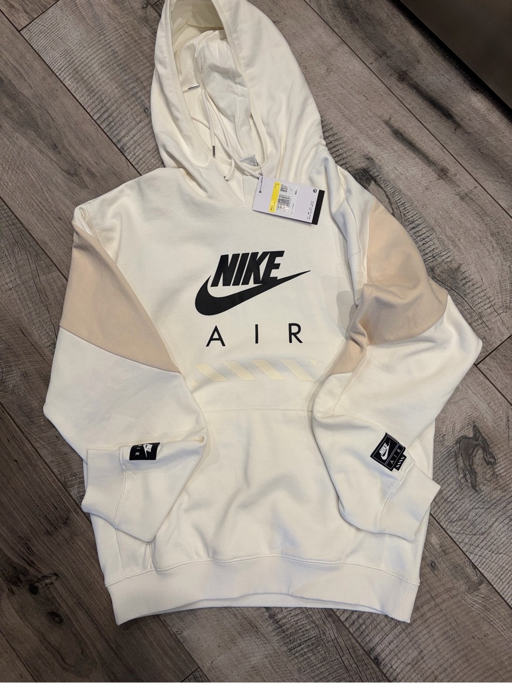 Nike Air Men’s Cream and Beige Crewneck Hoodie